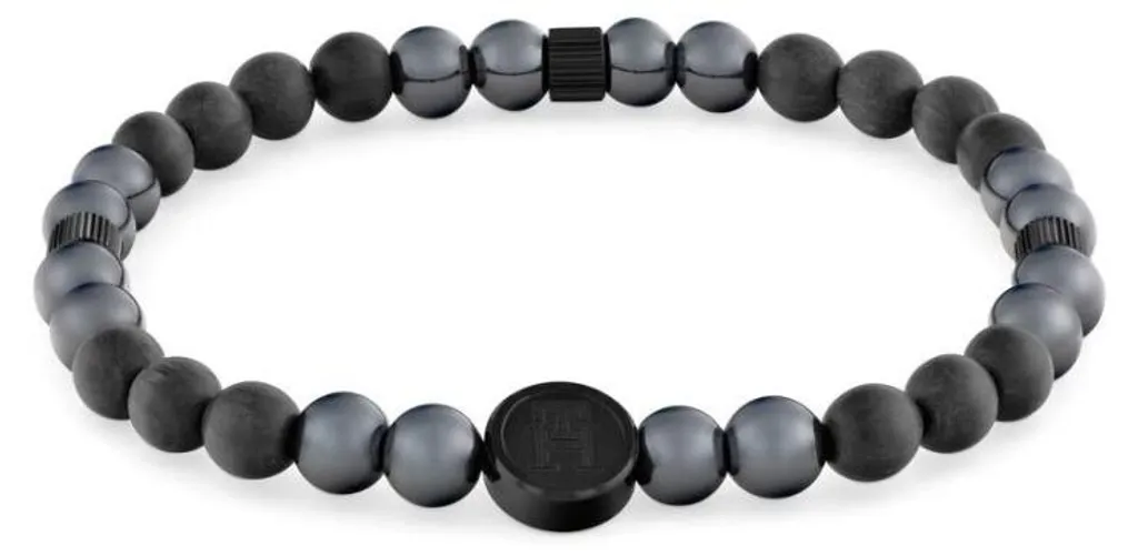 Bracelet de perles noires TH85 - Accessoire élégant pour vos soirées