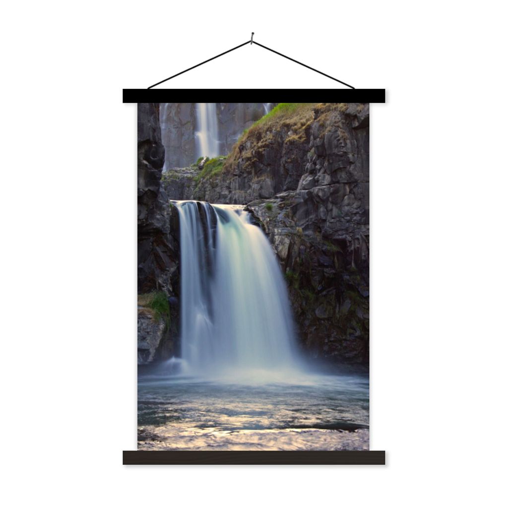MuchoWow Textilposter Wasserfall - Wasser - Felsen 40x60 cm mit schwarzem Rahmen - Wanddekorationen
