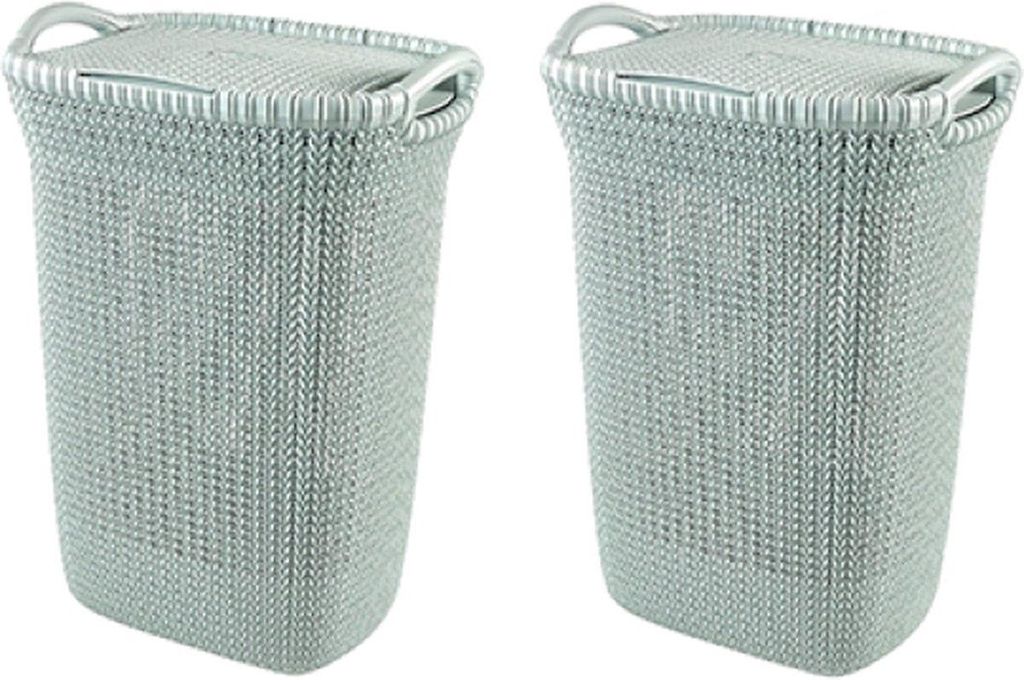 Curver Knit Wäschebox mit Deckel – 2er-Set, 57 L, blau Produktbild 
