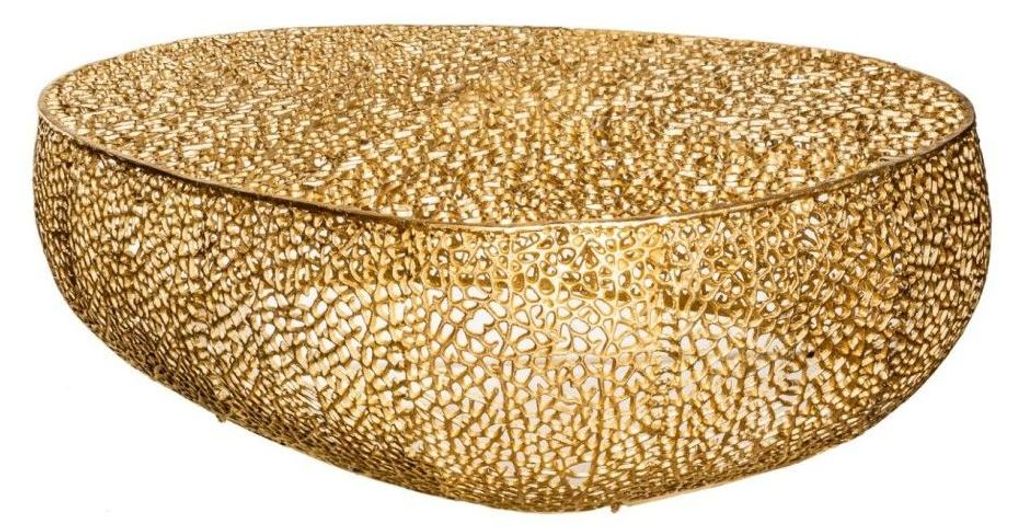Table basse design METRIX 122x69 cm – Aluminium golden mit abgerundeten Mustern