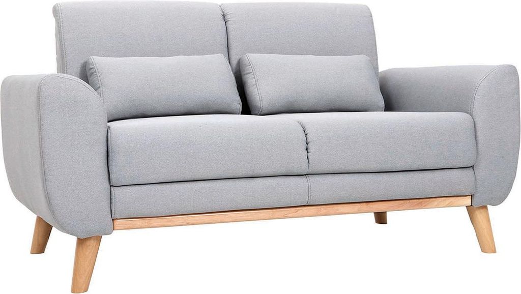Miliboo - Design-Sofa 2 Plätze Stoff Grau Eichenbeine EKTOR