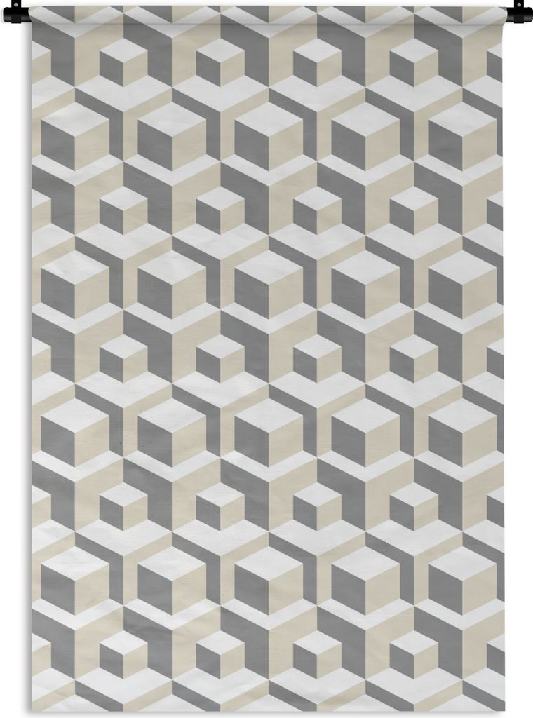 MuchoWow Wandteppich Wandbehang Würfel - 3D - Muster 90x135 cm Tapisserie Dekoration Wandtuch - Baumwolle - Wandskulptur