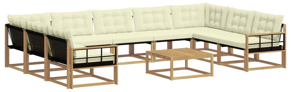 vidaXL Outdoor-Sofagarnitur mit Kissen 10 pcs Weiß und Creme