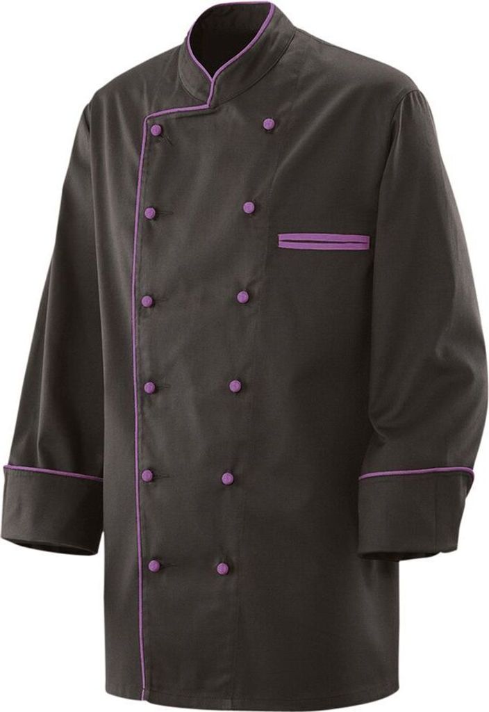 Kochjacke langarm, Fb. schwarz, Paspel purple, Gr. 3XL : Produktbild 