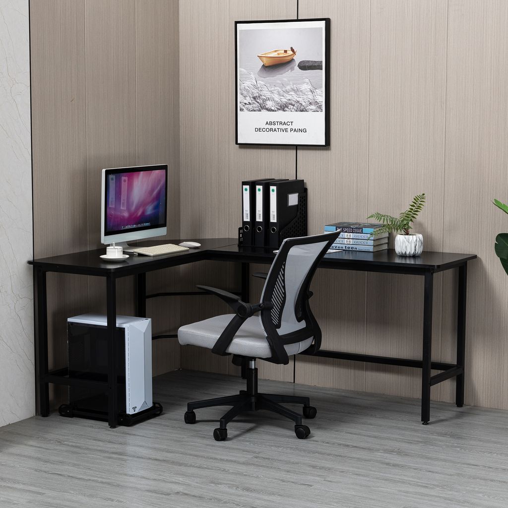 Schreibtisch Eckschreibtisch Winkelschreibtisch Computertisch Bürotisch schwarz 
