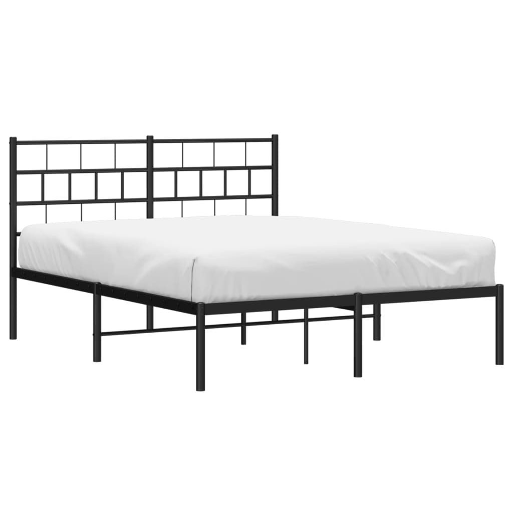 Metalowa Rama Łóżka Z Wezgłowiem, Czarna, 120X200 Cm Zdjęcie produktu 