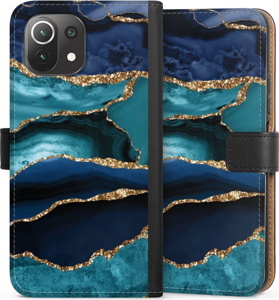 DeinDesign Klapphülle für Xiaomi Mi 11 Lite 5G NE Handytasche Lederhülle Tasche Glitzer Look Marmor Trends