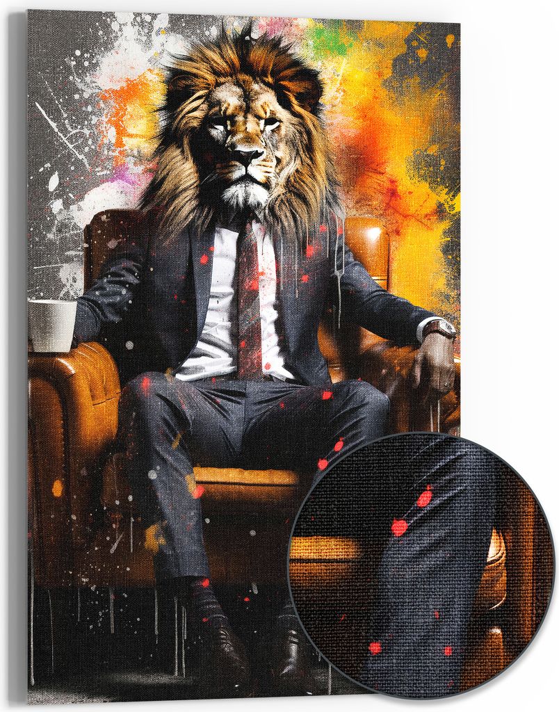DEQOART Hybrid Leinwand Bild 60x90 cm 'Majestät mit Stil' Wandbild Glas flach modern