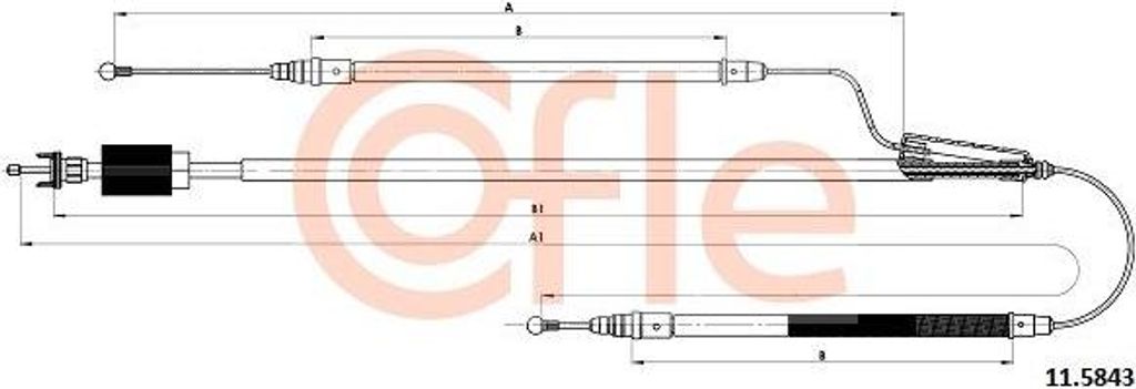 COFLE 11.5843 Seilzug, Handbremse OE 13333865 kompatibel mit Meriva