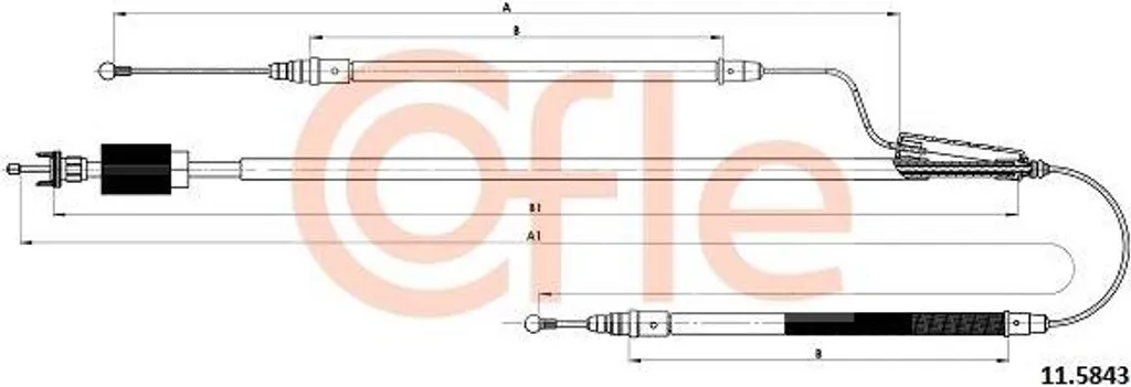 Câble de frein à main COFLE 11.5843 - Remplacement OE 13333865 Meriva