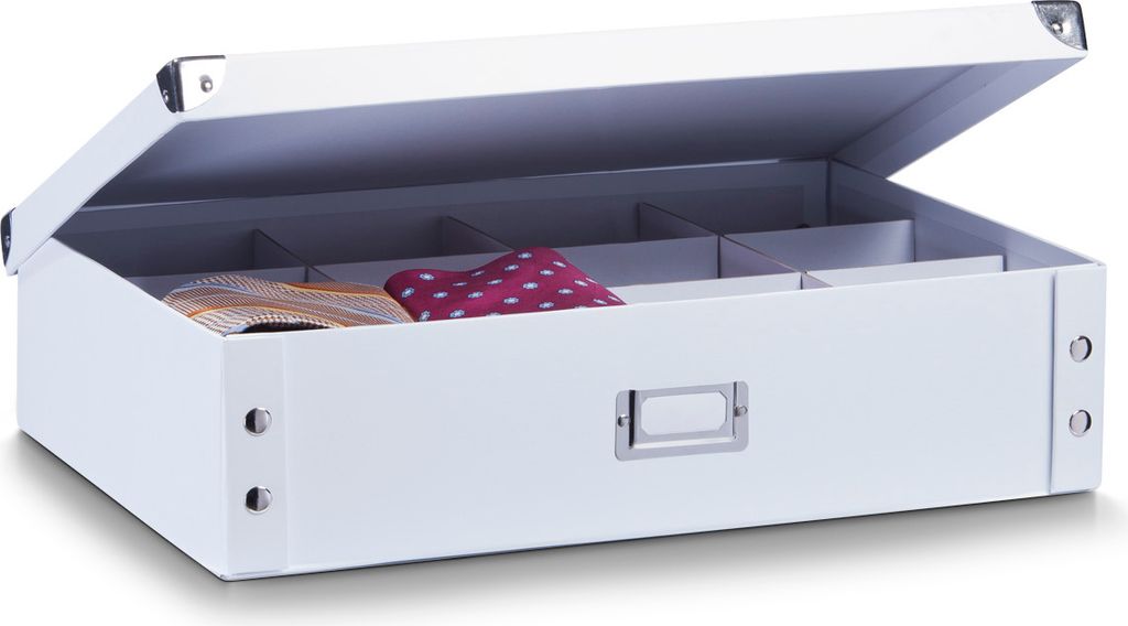 Zeller Krawatten-/Gürtelbox, Pappe, weiß 44,5x31,5x11 Produktbild 