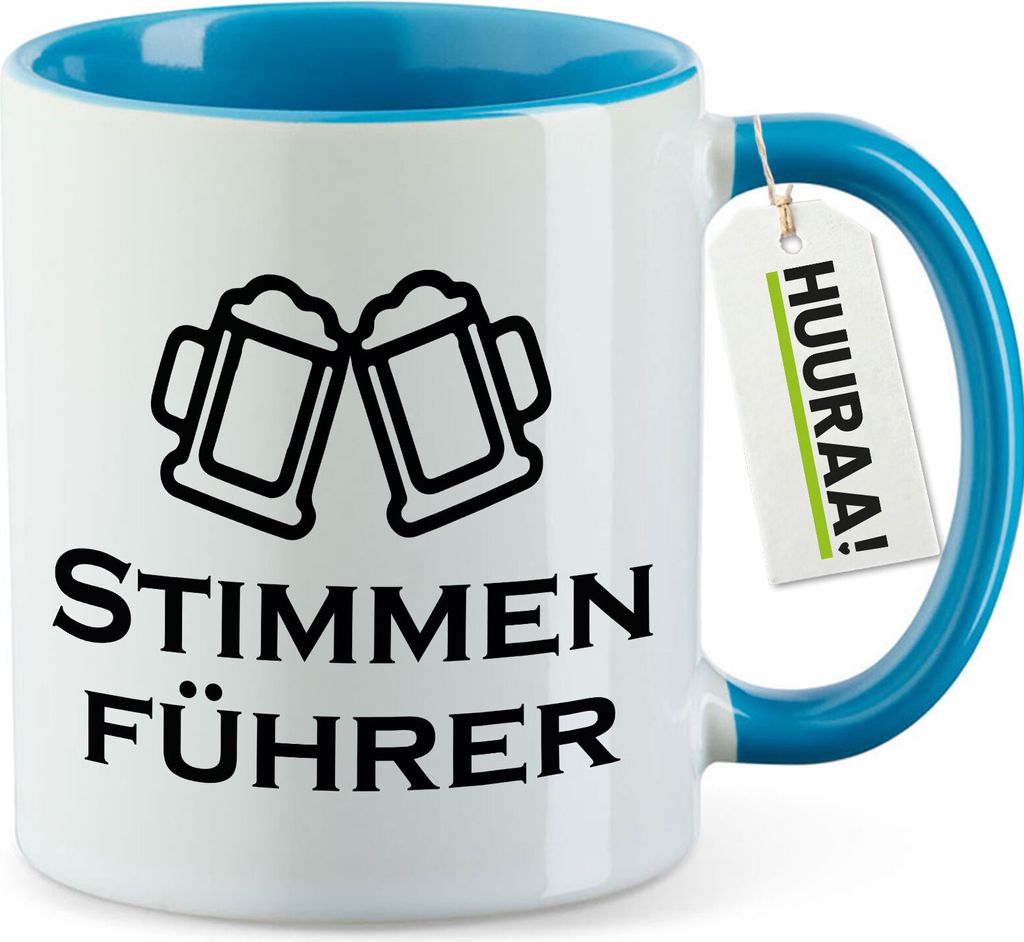 Huuraa Kaffeetasse Stimmenführer Spielmanszug 330ml Blau Keramik Kaffeebecher Geschenkidee