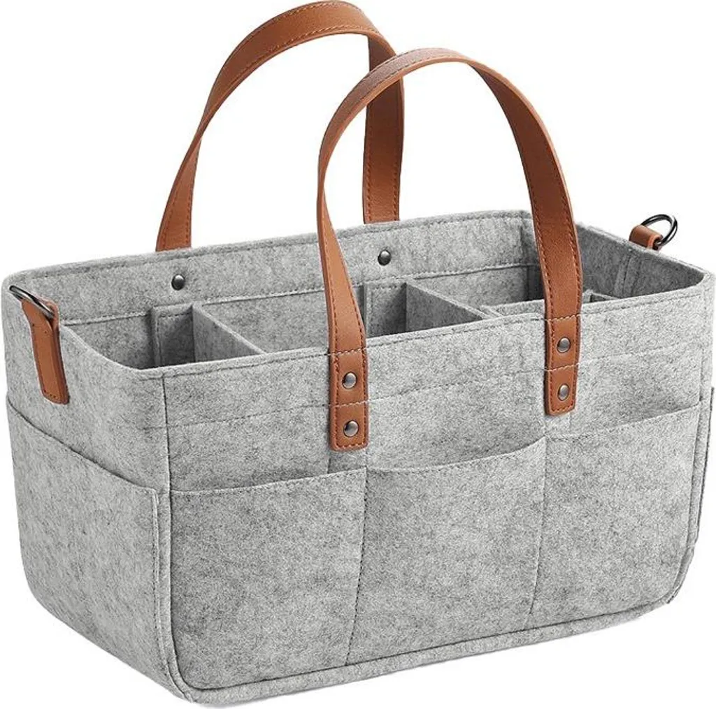 Cesto Regalo Neonato INF Organizer Feltro L Grigio: Idea Baby Shower