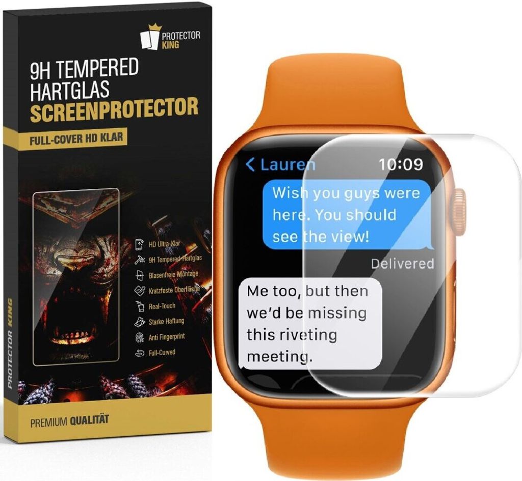 1x 9H Panzerglas für Apple Watch 7/ 8 45mm FULL CURVED Produktbild 