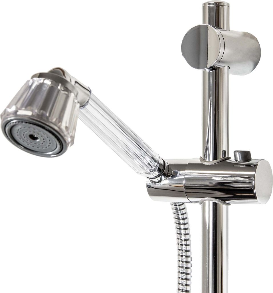 tecuro Brauseset Crystal-60 - mit Handbrause stufenlos umstellbar, Brauseschlauch 150 cm, Wandstange 70 cm