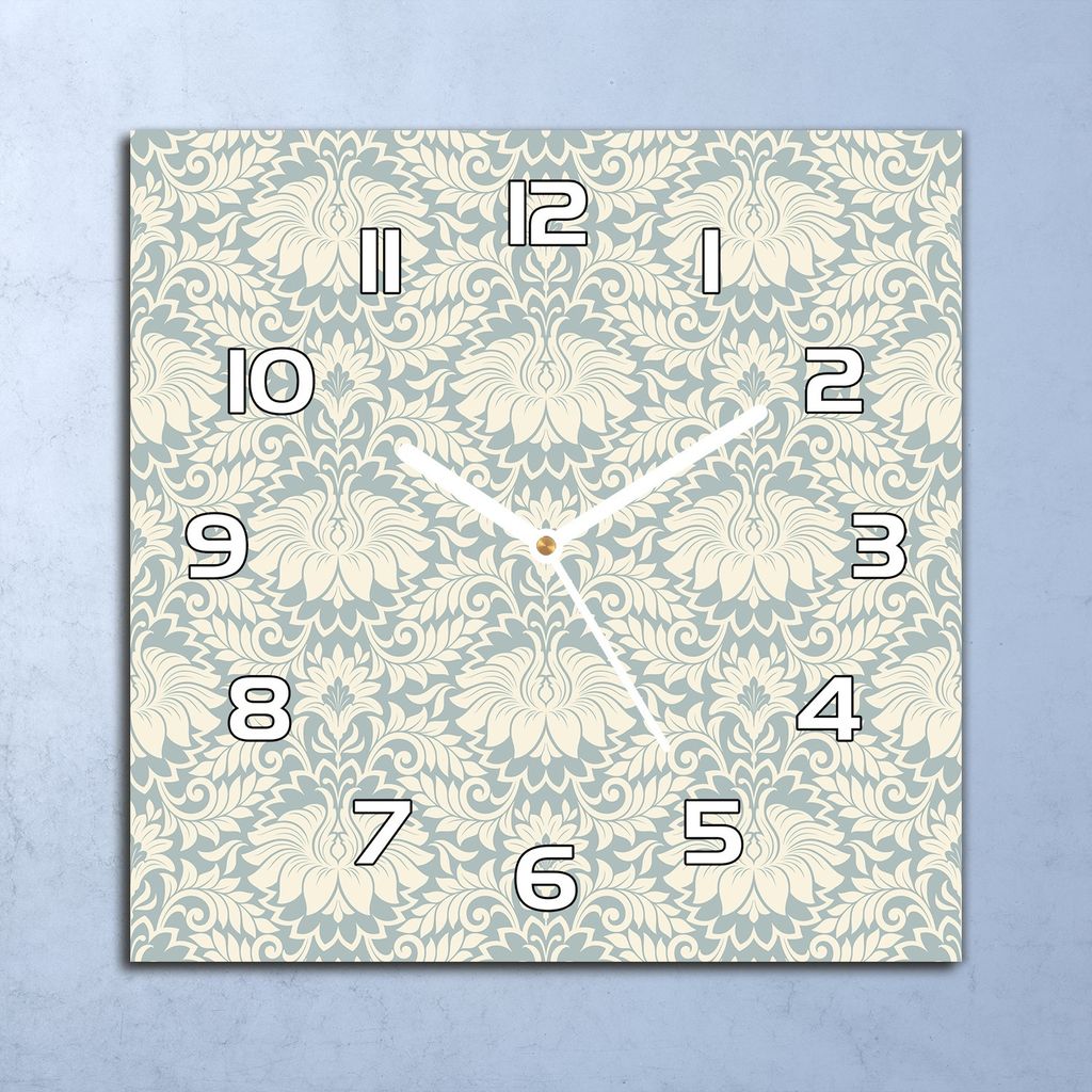 Deko Glasuhr Wanduhr 30x30 Vintage Blumen Quarz Küchenuhr Bürouhr