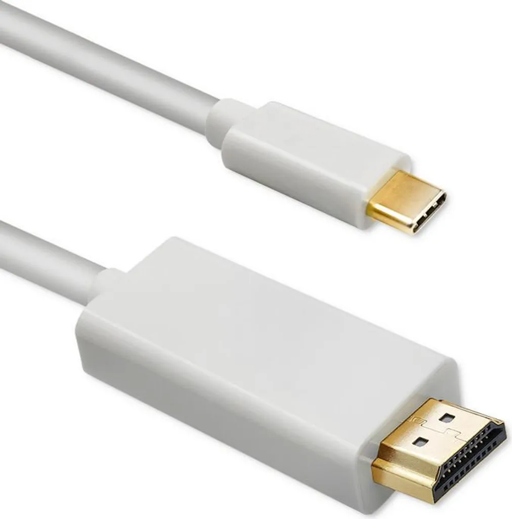 Qoltec Câble HDMI USB-C Blanc 1m 50Hz - Adaptateur Vidéo Haute Résolution