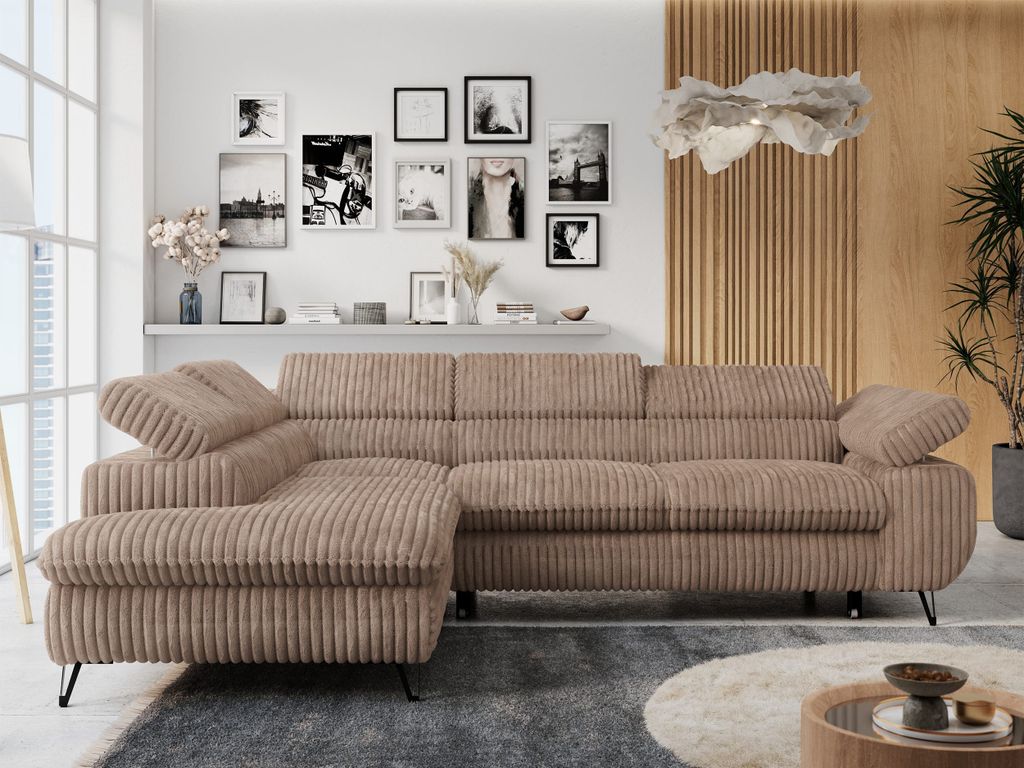 Ecksofa Sofa Braun, Wohnlandschaft L-Form mit Produktbild 
