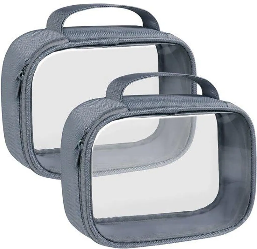 Accessoires de voyage pour femmes et trousse maquillage grise avion