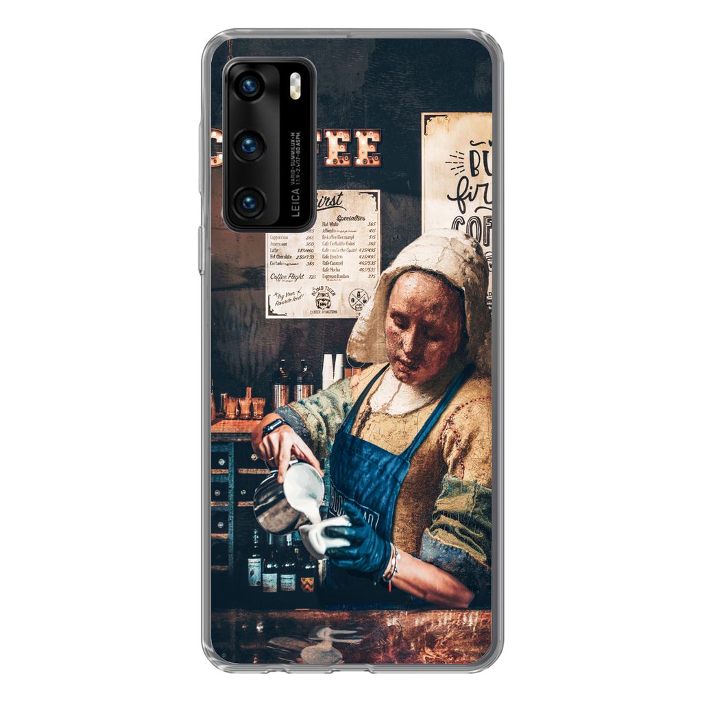 MuchoWow Handyhülle Schutzhülle Hülle für Huawei P40 Milchmädchen - Barista - Kaffee - Cappuccino Silikon Softcase Handy Hülle - Handytasche