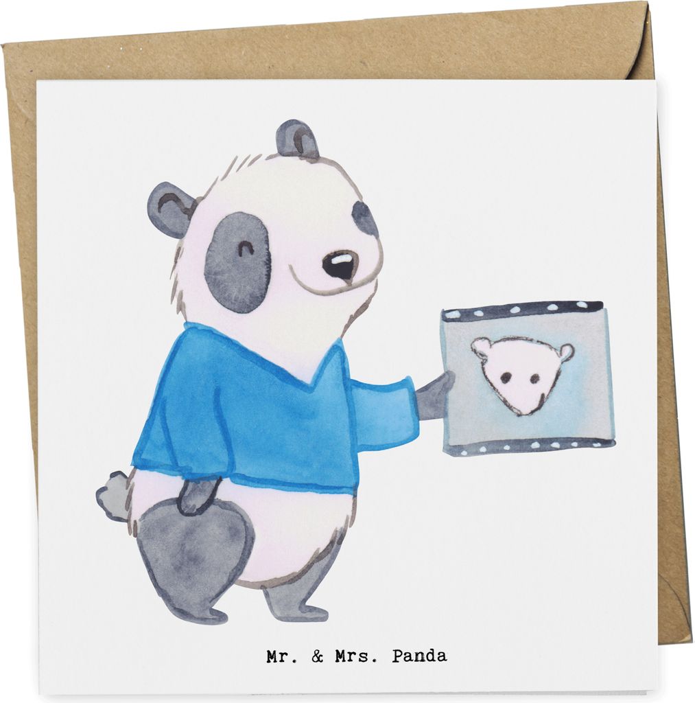 Mr. & Mrs. Panda Glückwunschkarte Radiologie Assistent Herz - Weiß - Geschenk, Klappkarte, faltkarte, doppelkarte, Grußkarte, anlasskarte