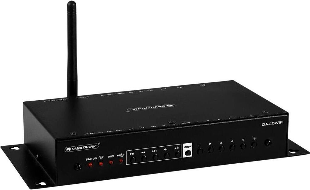 Omnitronic CIA-40WIFI 2.0 Wzmacniacz stereo 2x25 W Czarny Zdjęcie produktu 