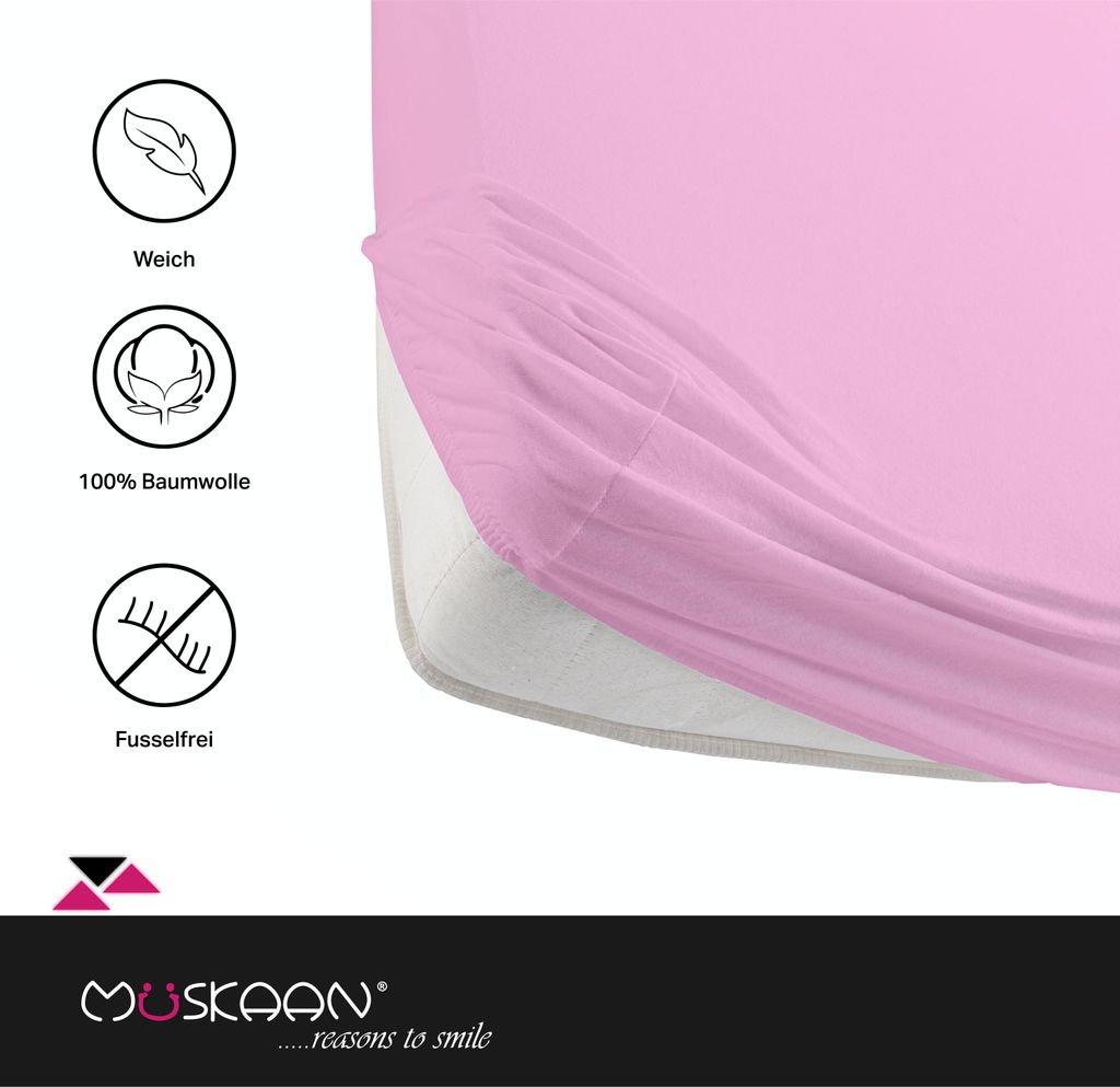 Müskaan Jersey Spannbettlaken 90x200cm - 100x200cm rosa bis Produktbild 3