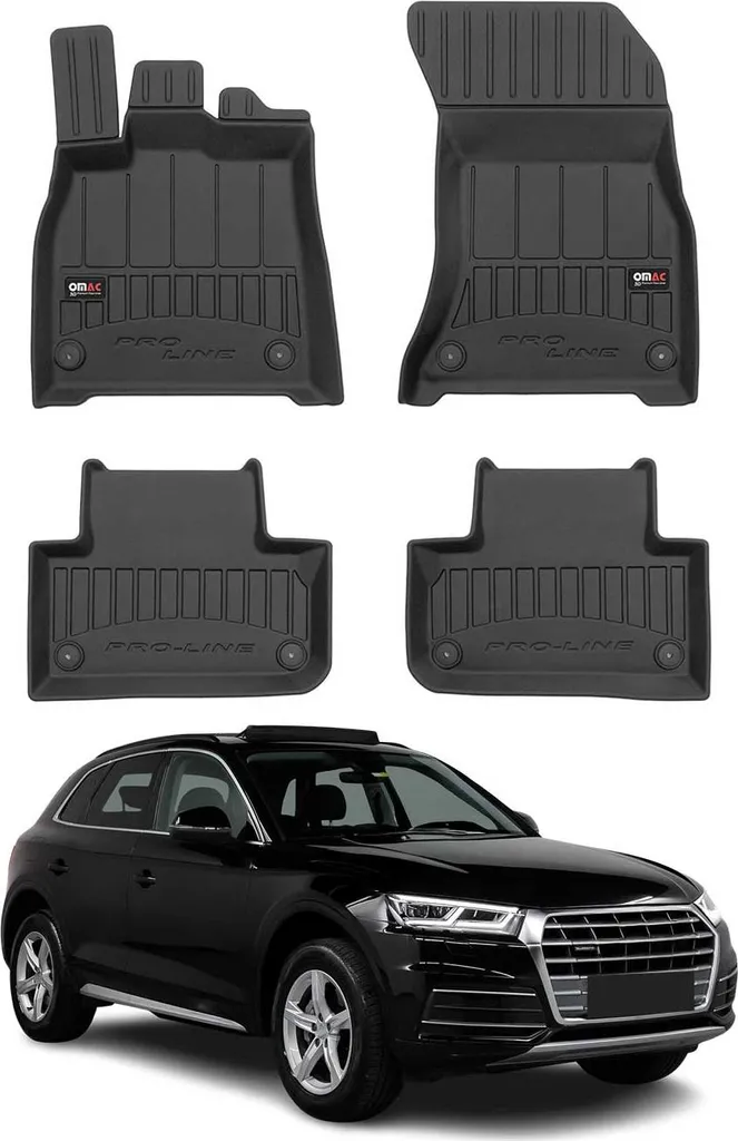 Tappetini Audi Q5 FY 2017-2024 Gomma TPE Neri - 4 Pezzi Alta Qualità