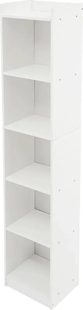 Meuble Bibliothèque Blanche avec 5 Étagères de Rangement pour Salon