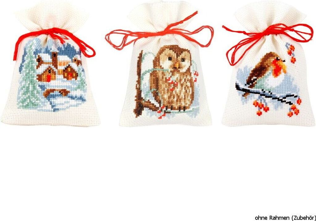 Vervaco Kräutertütchen "Winter", 3er Set, Zählmuster Produktbild 