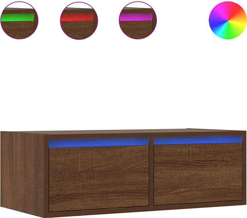 TV-Schrank mit LED-Leuchten Braun Eichen-Optik 75x35,5x25 cm