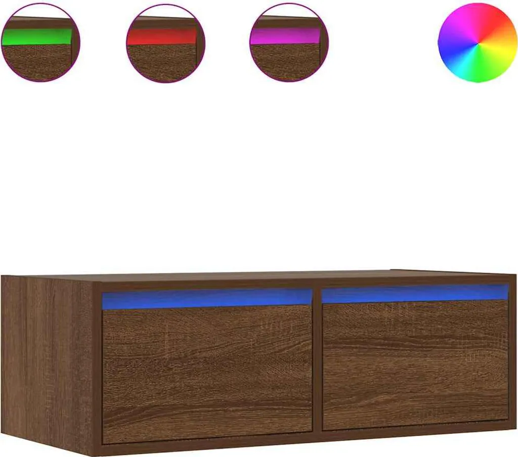 Mobile TV LED Rovere Marrone 75x35,5x25 cm | Porta TV Moderno Salotto