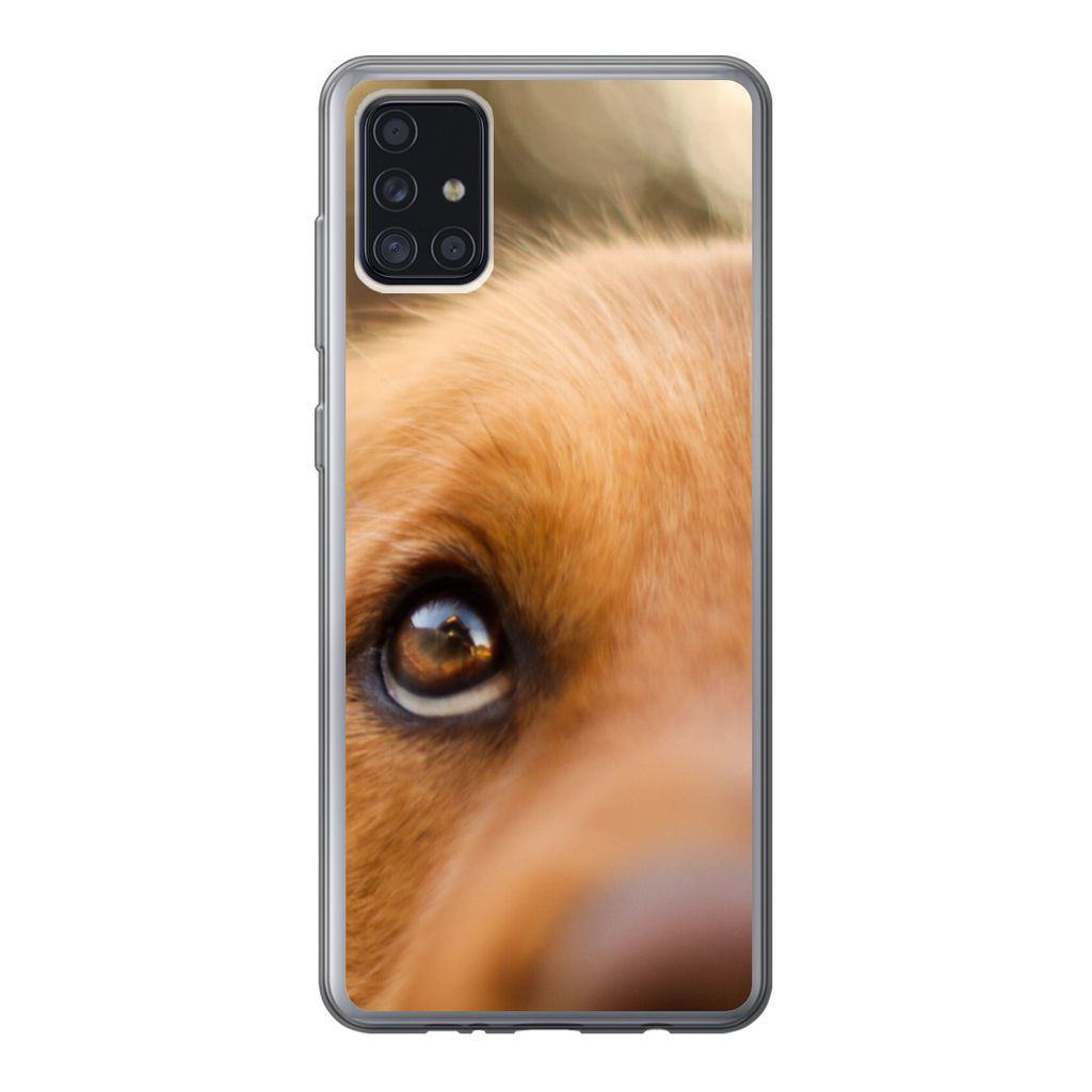 MuchoWow Handyhülle Schutzhülle Hülle für Samsung Galaxy A52 5G Das Glitzern im Auge des Golden Retrievers Silikon Softcase Handy Hülle - Um...