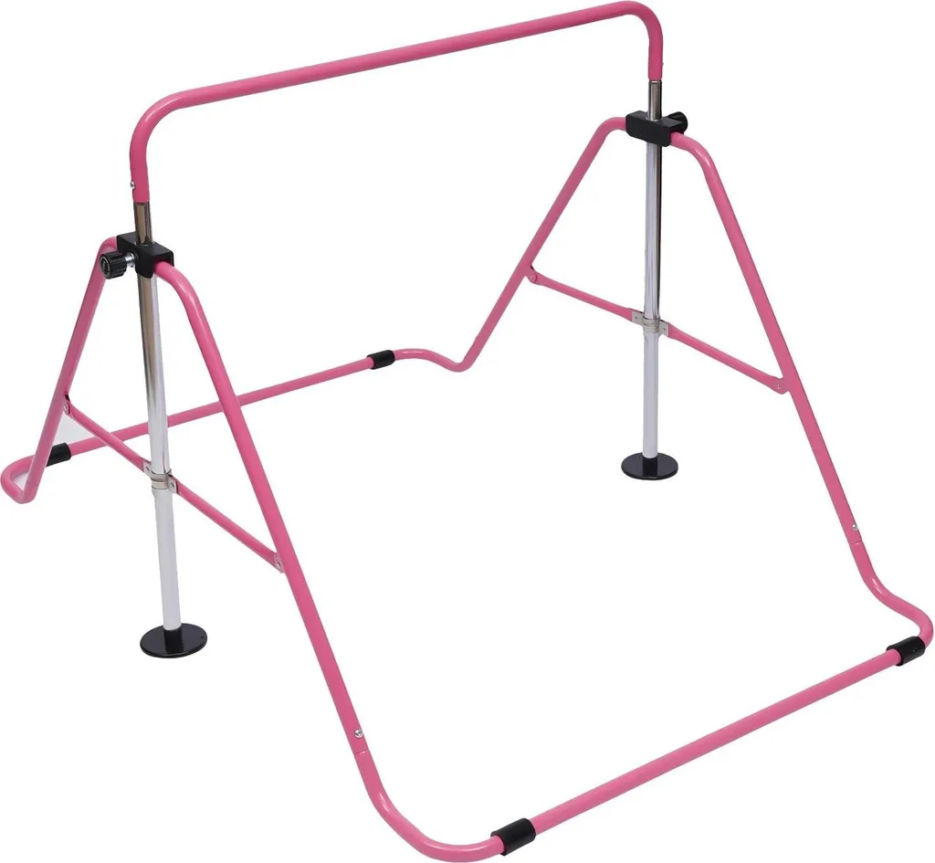 Barre fixe pliable rose autoportante - 5 hauteurs réglables à domicile