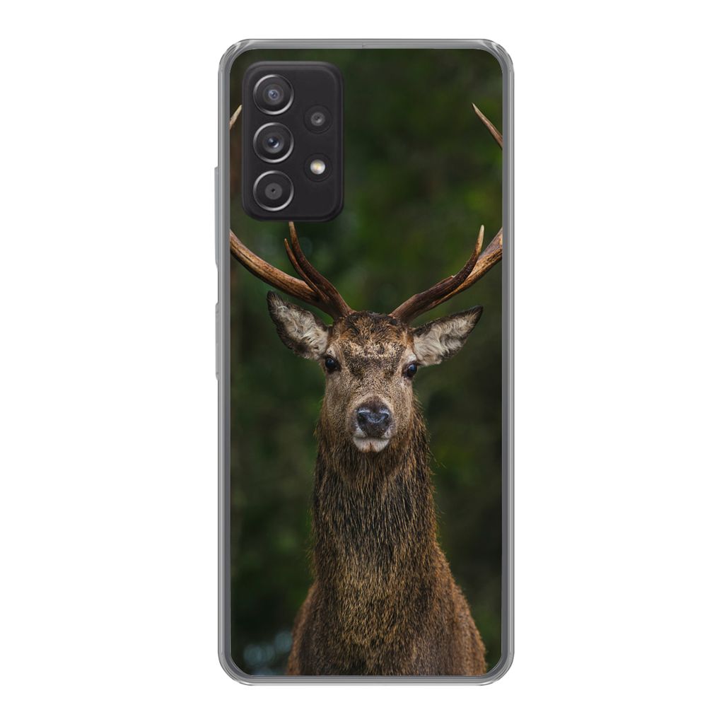 MuchoWow Handyhülle Schutzhülle Hülle für Samsung Galaxy A33 5G Hirsch - Geweih - Natur Silikon Softcase Handy Hülle - Kartenhalter