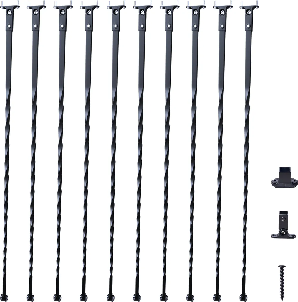 Barreaux d'Escalier Décoratifs en Acier Noir, Kit de 10 Broches de Rampe
