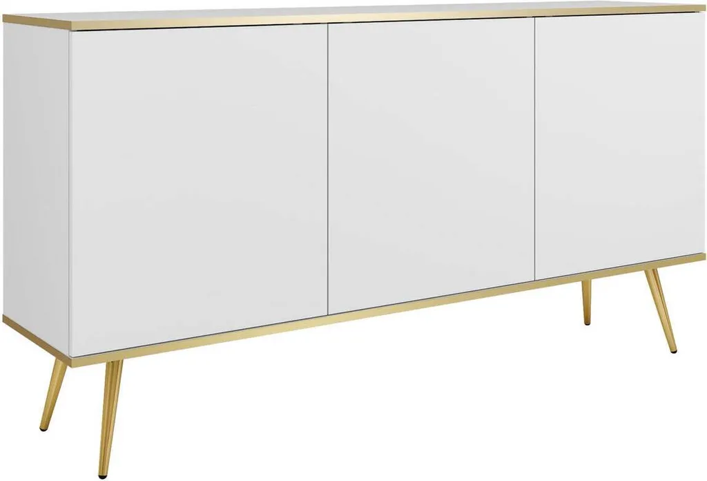 Buffet Oro White Und Gold 160cm - Bahut Design Blanc et Or pour Salon