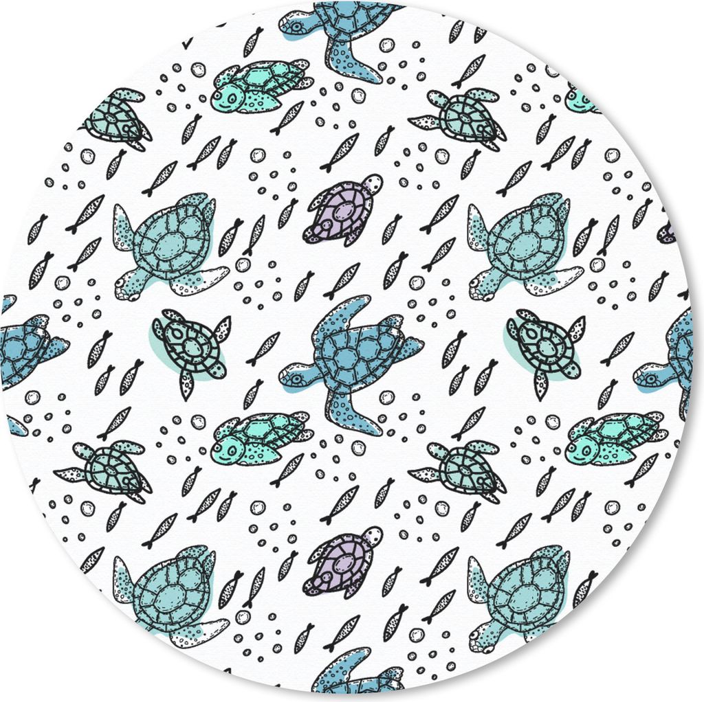 MuchoWow Mauspad Mousepad Muster - Schildkröte - Fisch 20x20 cm - Mousepads - Maus Mat - Pad - Mausunterlage - Schreibtischmatte