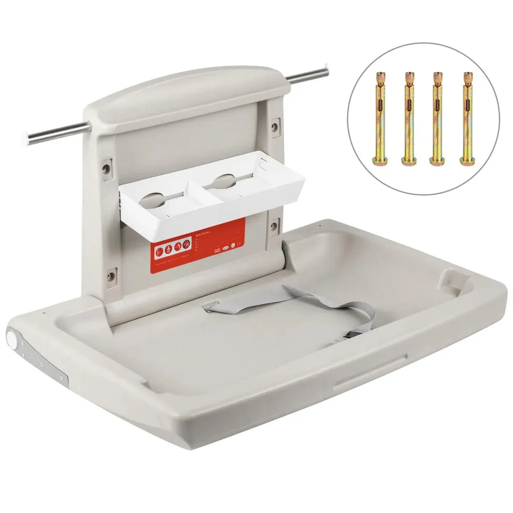 Table à langer pliable et commode bébé grise avec rangements intégrés