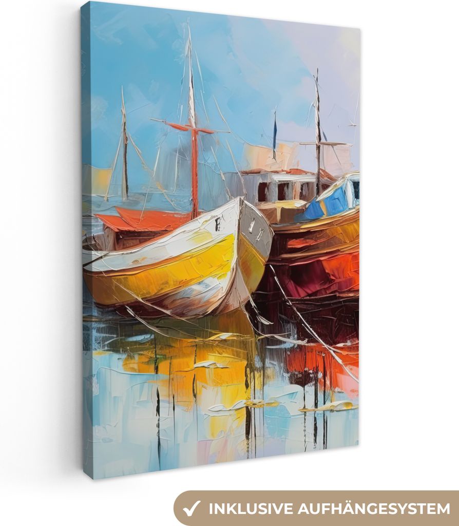 OneMillionCanvasses - Leinwandbilder - 90x140 cm, Boote - Kunst - Malerei, Wandbilder Kunstdruck Wanddekoration - Foto auf Leinwand - Gemälde au...