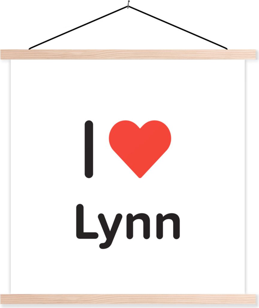 MuchoWow Textilposter Ich liebe - Lynn - Mädchen 40x40 cm mit holzfarbenen Rahmen - Posterleiste