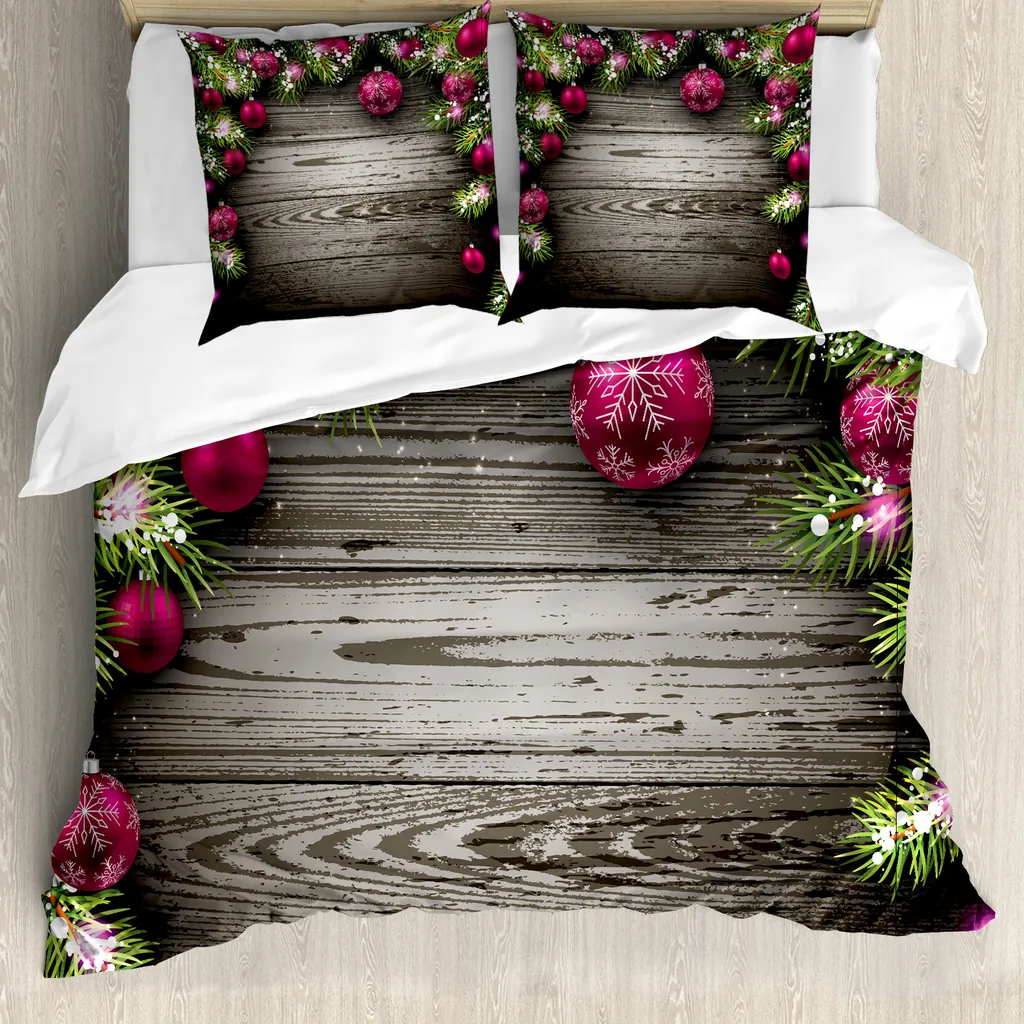 Set Letto 200x200 Natalizio ABAKUHAUS Rosa Marrone - Design Antiacaro