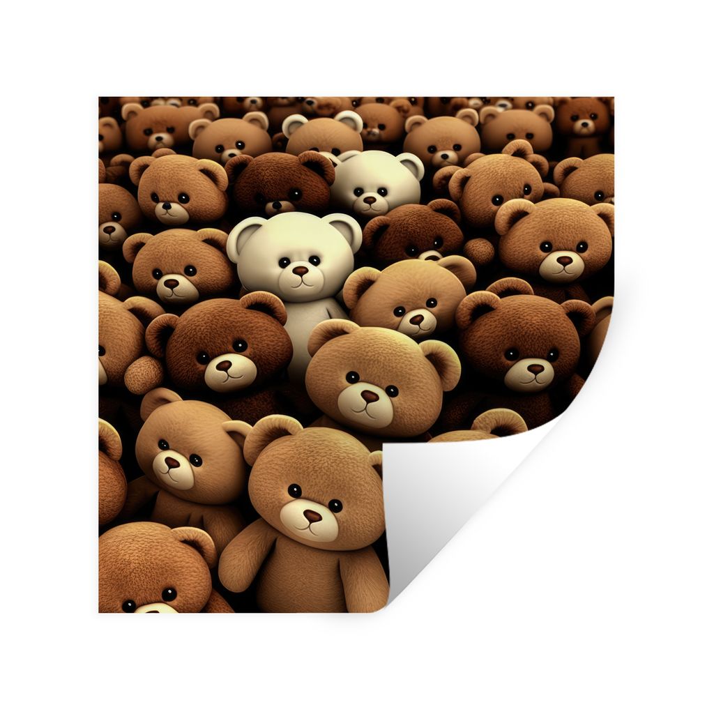 MuchoWow Wandtattoo Wandsticker Wandaufkleber Teddybär - Teddy - Braun - Bär - Jungen - Mädchen 80x80 cm Selbstklebend und Repositionierbar - ...