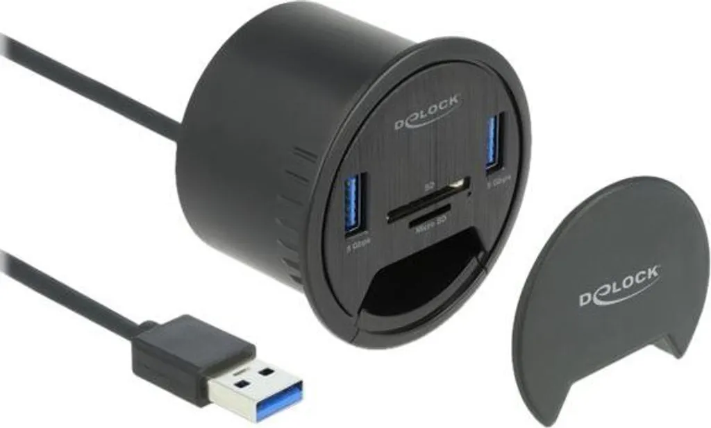 Delock Hub USB 3.0 de Bureau avec Lecteur de Cartes SD Micro SD 2 Ports