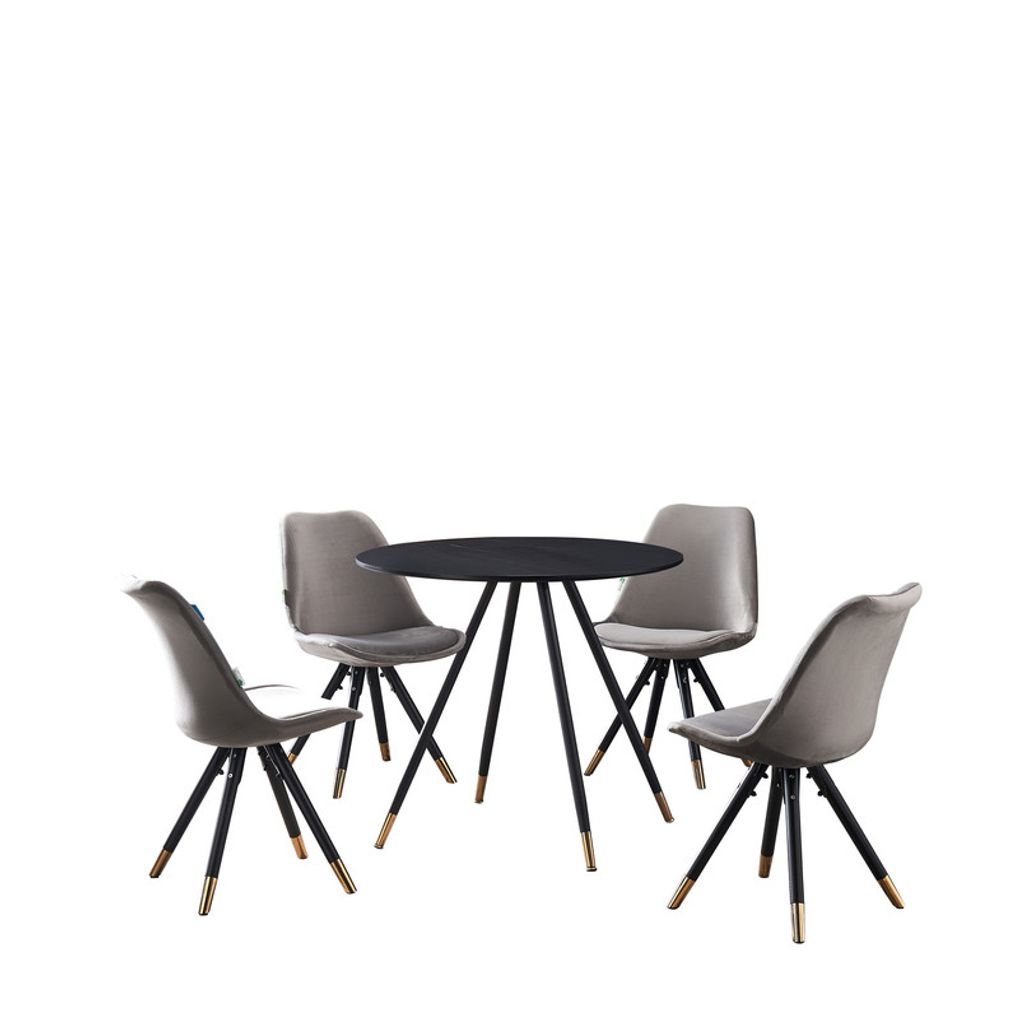 5-teiliges Life Interiors Sofia Dorchester Esszimmer-Set – ein runder Esstisch und ein Set aus 4 Esszimmerstühlen