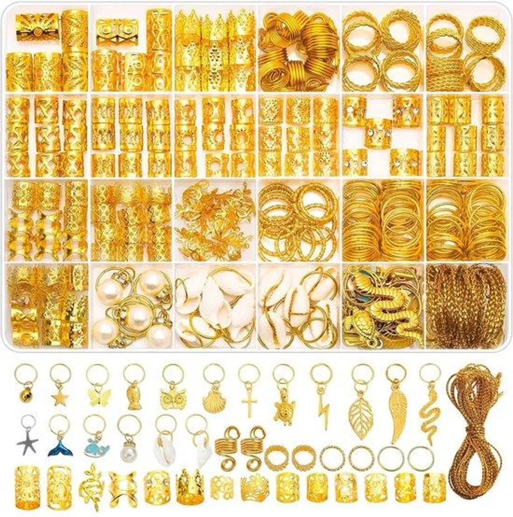 285 Barrettes pour Dreadlocks : Fixation Sûre et Éclat Doré Durable