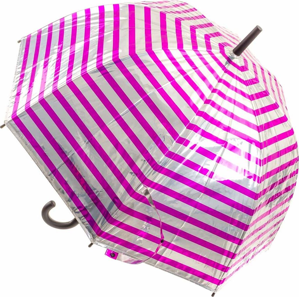 Happy Rain Long AC Domeshape Langschirm, silber-pink gestreift