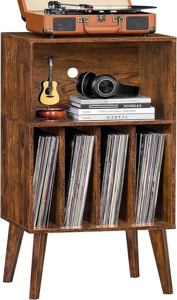Vinyl-Record-Box, Mid-Century-Platenspieler-Regal, Holz-Display-Platte für Wohnzimmer, max. 160 LPs, weiß