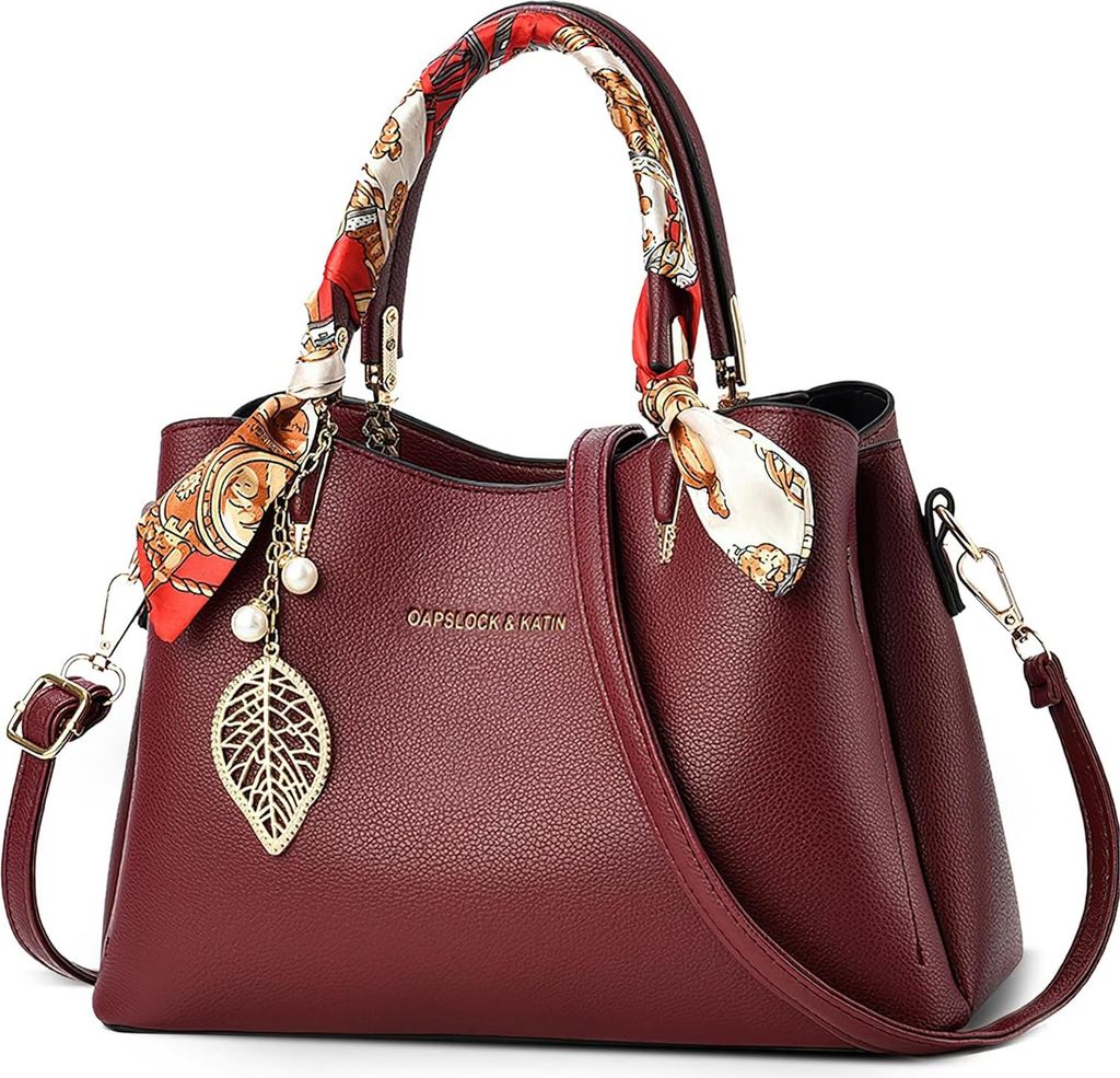 MODFU Handtaschen, Damen Handtasche Set, Schultertasche, Umhängetasche mit Blauem Seidenschal, Elegant & Vielseitig, Groß & Geräumig, Alltag, B...