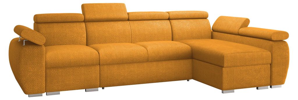 MIRJAN24 Ecksofa Boston LCP, Stilvoll Eckcouch mit zwei Bettkästen und Schlaffunktion, Verchromte Metallfüße, Holzkonstruktion (Farbe: Flow 10, ...